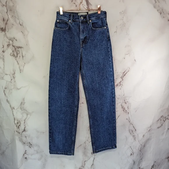 Everlane The Way High Jean Dark Wash Denim Straight Zip Fly Regular - Picture 6 of 11